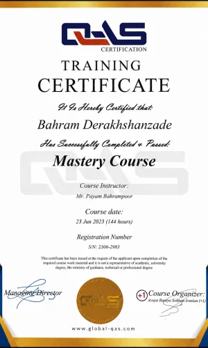 گواهی Training Mastery از QAS انگلستان